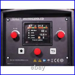 Sealey INVMIG200LCD Inverter Welder MIG, TIG & MMA 200Amp with LCD Screen